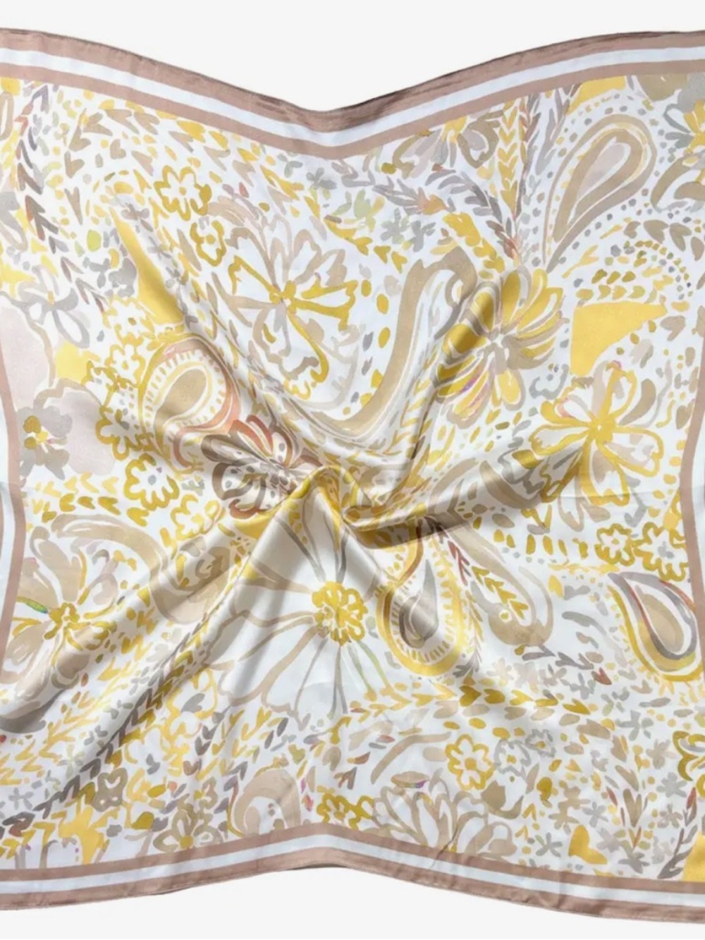Floral Paisley Square Scarf in Yellow and Cream - Picture 3 of 4